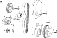 Шків і шестерні колінчастого вала, натягувач ременя газорозподільного механізму (ГРМ) і водяний насос Chery Amulet A11. Артикул: a13-3-5