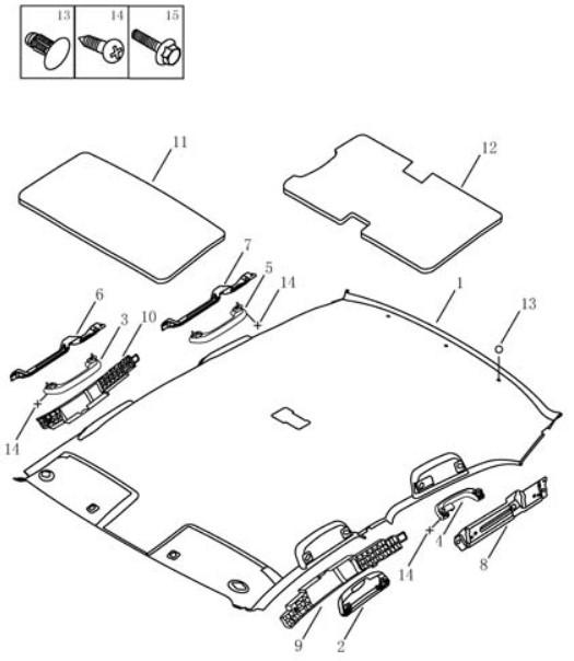 Обшивка потолка без люка Geely MK2 CROSS (LG-3A). Артикул: mk2c-648-59-050